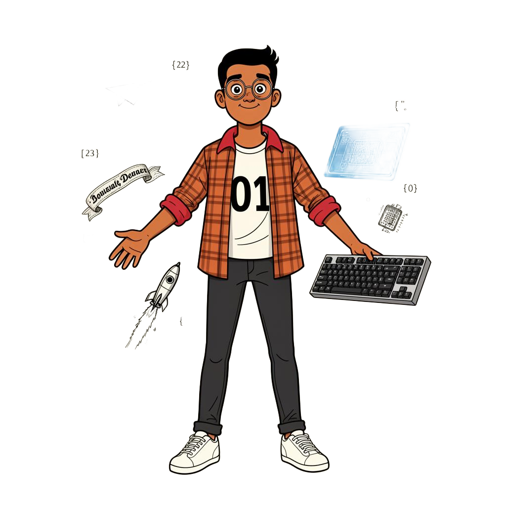 Illustrated portrait of MD Robiul Islam Shuvo in hero pose